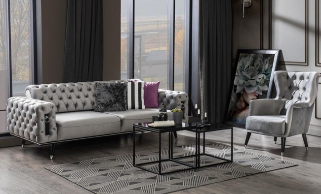 Erva Gri Üçlü Koltuk Erva Gri Üçlü Koltuk